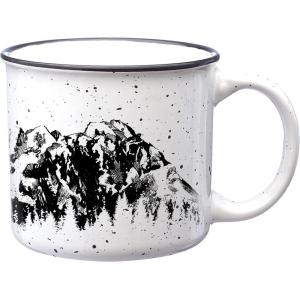 Large Coffee Mug by Black Lantern – Rustic Bigfoot Speckled 15oz. Dark Green Mug – Microwave-Safe Mug for Hot Beverages(Mountain Range)