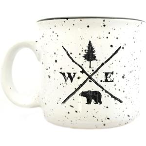 Large Coffee Mug by Black Lantern – Rustic Bigfoot Speckled 15oz. Dark Green Mug – Microwave-Safe Mug for Hot Beverages(Nature Compass)