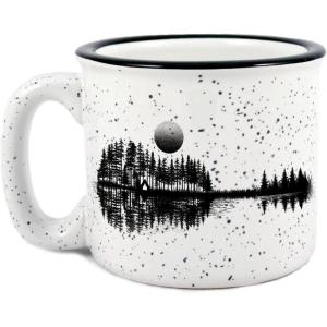 Large Coffee Mug by Black Lantern – Rustic Bigfoot Speckled 15oz. Dark Green Mug – Microwave-Safe Mug for Hot Beverages(Nature Guitar)