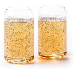 Set of 2 Pint Glasses – Rocky Mountain National Park Topographic Map Beer Glasses – Set of Two 16oz. Glasses by Black Lantern(Grand Teton)