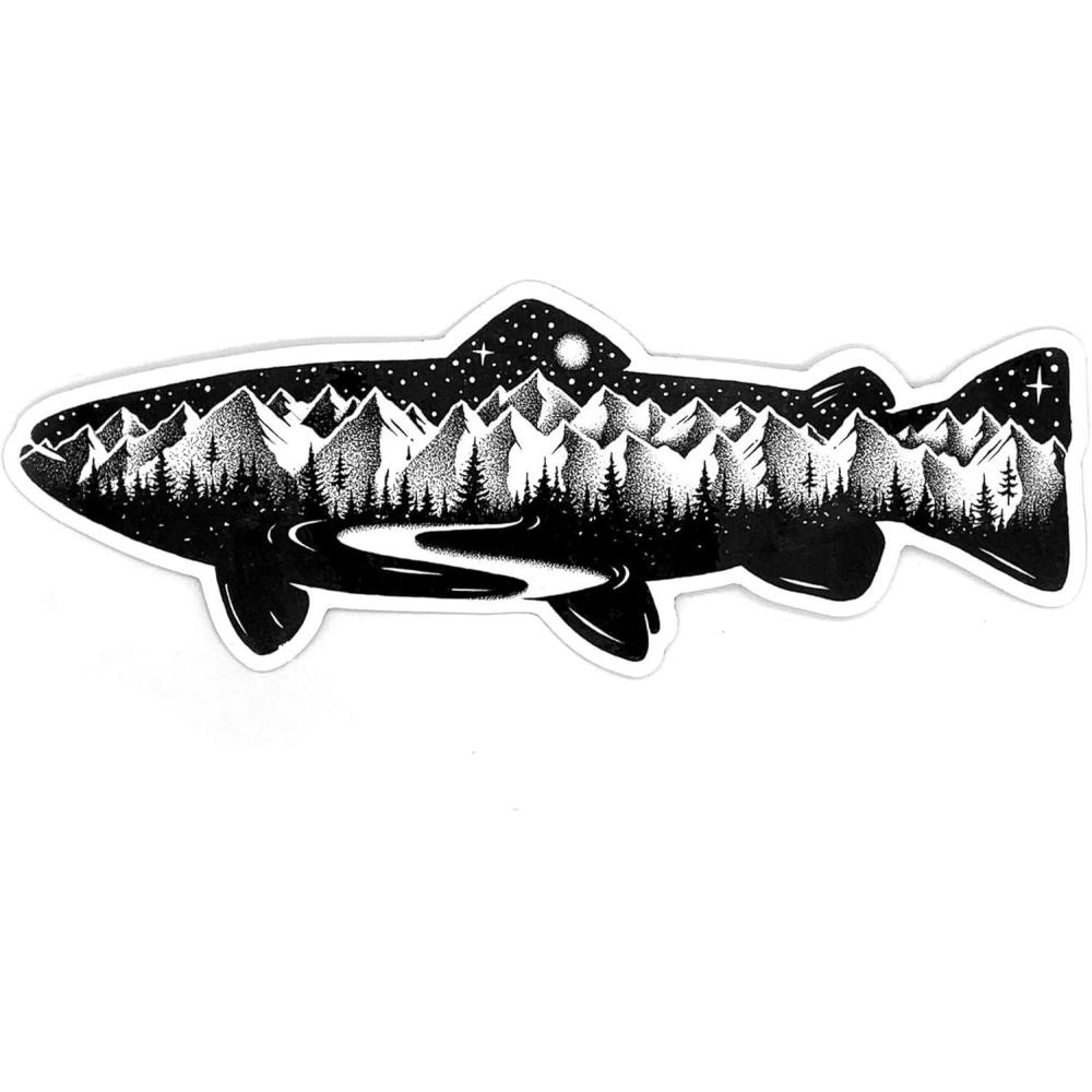 image:imageBlack Lantern Outdoor Sticker  Outdoor Stickers amp Car Decals  with Mountain Trout Design 1pc  Fly Fishing Stickers  Fishing Sticker