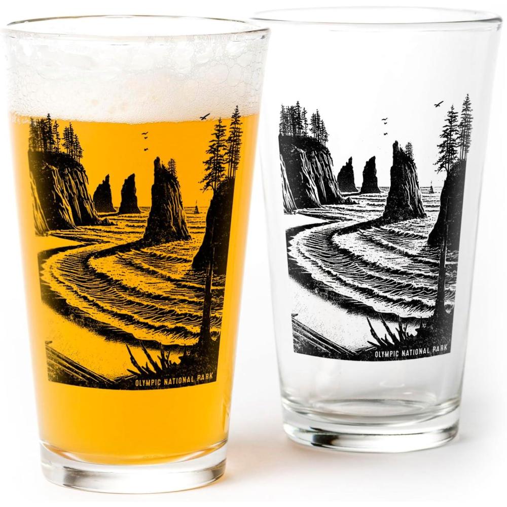 image:imageBlack Lantern Themed Pint Glasses  National Park Designs for Craft Beer Enthusiasts and Home Bars  Set of Two 16oz Glasses Unique Everyday Drinking Glasses amp Glassware Set of 2 CanyonlandsOlympic