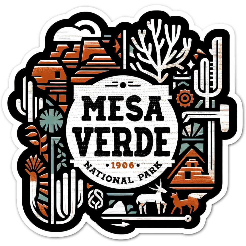 image:imageVinyl Stickers by Black Lantern  Outdoor Stickers amp Car Decals  Mesa Verde National Park Sticker and Decal  Water Bottle Stickers and Computer Decals  Colorful Sticker for Mesa Verde National Park