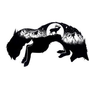 Black Lantern Outdoor Stickers – Nature Themed Decals – Nature Mountain & Outdoor Themed Vinyl Decal For Cars, Water Bottles and Coolers – Gifts for Nature Lovers (Mountain Goat)(Fox & Mountains)