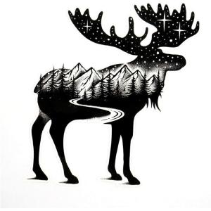 Black Lantern Outdoor Stickers – Nature Themed Decals – Nature Mountain & Outdoor Themed Vinyl Decal For Cars, Water Bottles and Coolers – Gifts for Nature Lovers (Mountain Goat)(Moose & Forest)