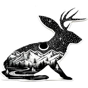 Black Lantern Outdoor Stickers – Nature Themed Decals – Nature Mountain & Outdoor Themed Vinyl Decal For Cars, Water Bottles and Coolers – Gifts for Nature Lovers (Mountain Goat)(Jackalope)