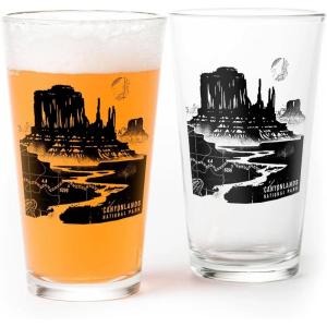 Black Lantern Themed Pint Glasses – National Park Designs for Craft Beer Enthusiasts and Home Bars – (Set of Two 16oz. Glasses) Unique Everyday Drinking Glasses & Glassware Set of 2 (Canyonlands)(Canyonlands)