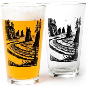 Black Lantern Themed Pint Glasses – National Park Designs for Craft Beer Enthusiasts and Home Bars – (Set of Two 16oz. Glasses) Unique Everyday Drinking Glasses & Glassware Set of 2 (Canyonlands)(Olympic)