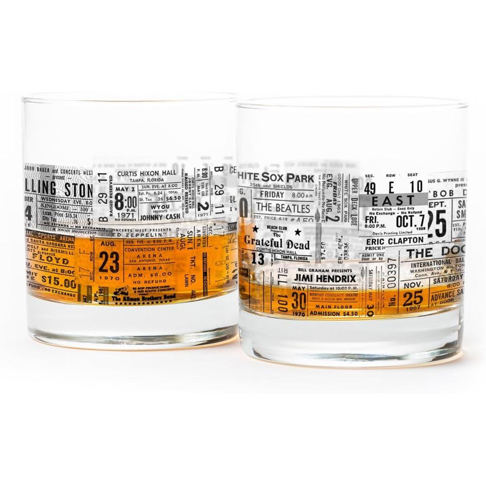 image:imageConcert Ticket Whiskey Glasses by Black Lantern  Set of 2 Tumblers with Gift Box  11oz Drinking GlassesConcert Tickets