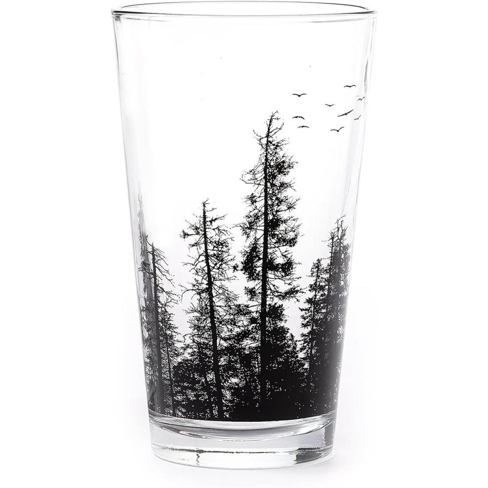 image:imageBlack Lantern Bigfoot in the Forest Pint Glass Single 16oz Nature Beer Glass for Outdoors amp Craft BeerPine Tree Forest