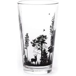 Black Lantern Bigfoot in the Forest Pint Glass Single 16oz Nature Beer Glass for Outdoors & Craft Beer(Forest Animal)