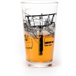 Black Lantern Bigfoot in the Forest Pint Glass Single 16oz Nature Beer Glass for Outdoors & Craft Beer(Ski Lift)