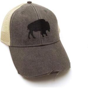 Black Lantern Trucker Hat – with Distressed Look, Mesh Back Panel & Adjustable Snapback Nature Hats – Buffalo Design – Charcoal