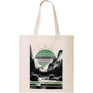 Black Lantern Canvas Tote Bag – Cute Reusable Totes for Women & Men – Yosemite National Park Recycled Fabric Tote Bag- Small Cloth Grocery Shopping Bags, Beach Tote