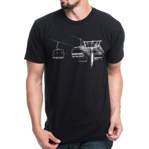 Black Lantern Ski Lift Graphic T-Shirt – Handmade Nature & Mountain Tee | Screen Printed Men’s Casual Shirt (S–XXL)(Black)