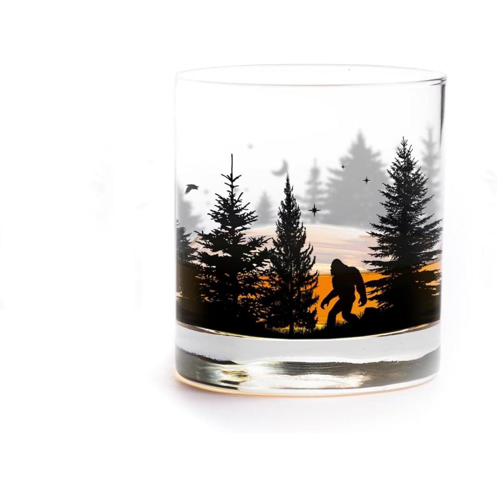 image:imageBlack Lantern Whiskey Glass  11oz Old Fashioned Whiskey Glass  Tumbler Glasses for Nature Lovers  One Rock Glass for Cocktails Bourbon Scotch and Whiskey Mountain MistBigfoot in the Forest