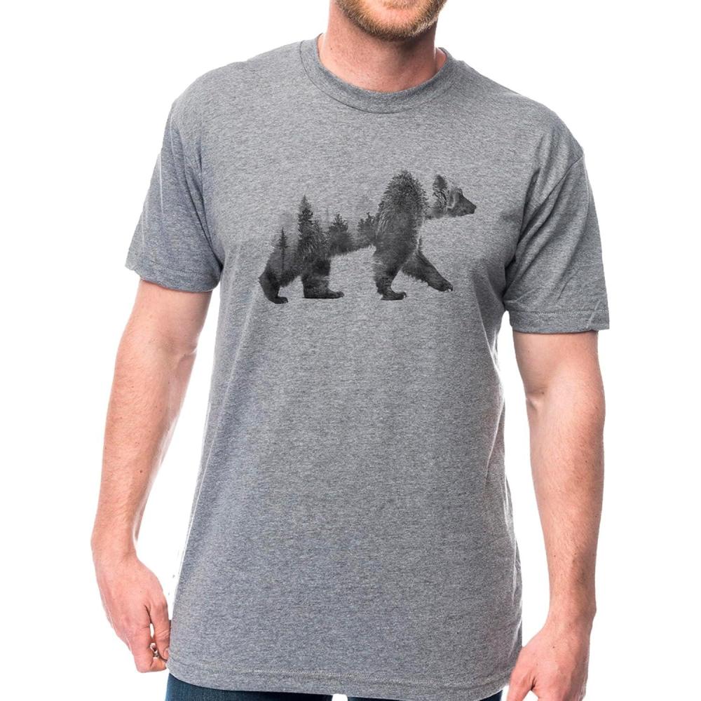 image:imageBlack Lantern Nature TShirt  Screen Printed Mountain Graphic Tee for Men Comfortable Outdoor ShirtDouble Exposure Bear